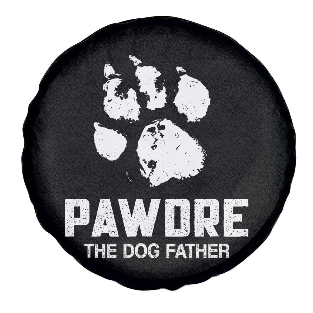 Funny Pawdre The Dog Father Spare Tire Cover Fur Dad Fathers Day Vintage Paw Prints