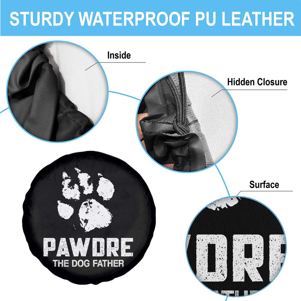 Funny Pawdre The Dog Father Spare Tire Cover Fur Dad Fathers Day Vintage Paw Prints