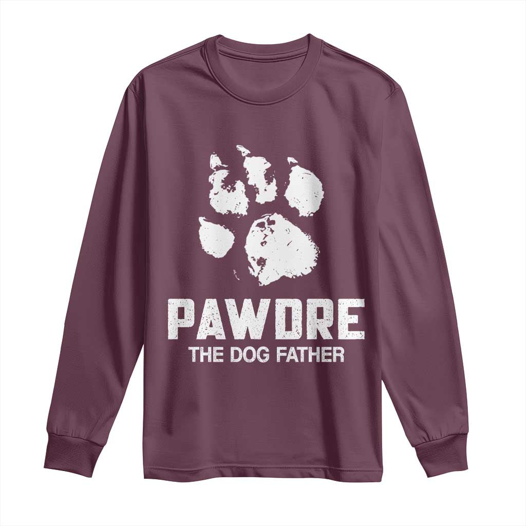 Funny Pawdre The Dog Father Long Sleeve Shirt Fur Dad Fathers Day Vintage Paw Prints