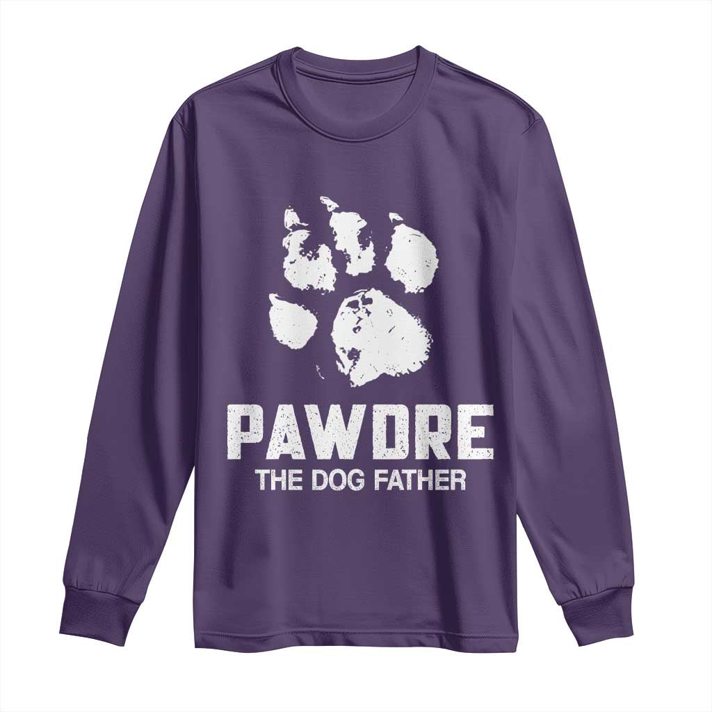 Funny Pawdre The Dog Father Long Sleeve Shirt Fur Dad Fathers Day Vintage Paw Prints
