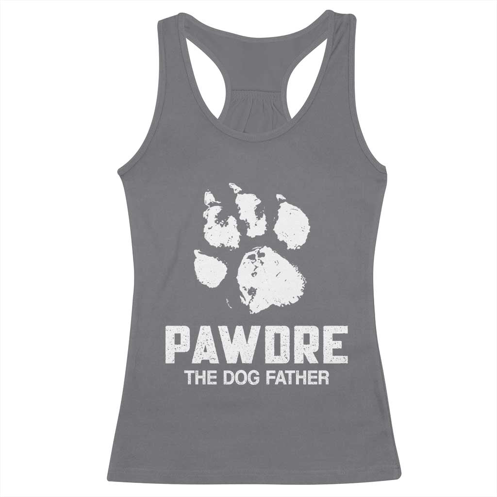 Funny Pawdre The Dog Father Racerback Tank Top Fur Dad Fathers Day Vintage Paw Prints