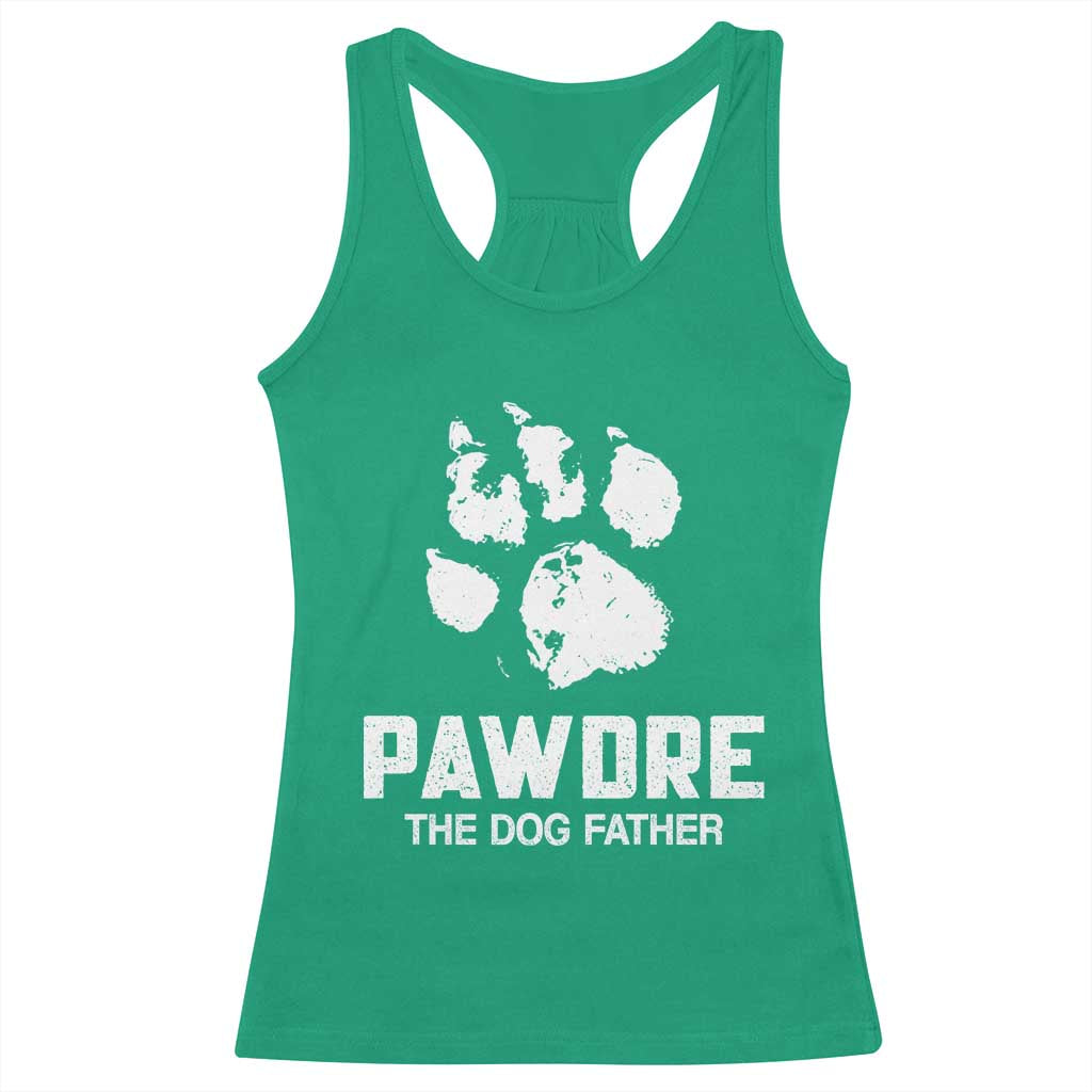 Funny Pawdre The Dog Father Racerback Tank Top Fur Dad Fathers Day Vintage Paw Prints