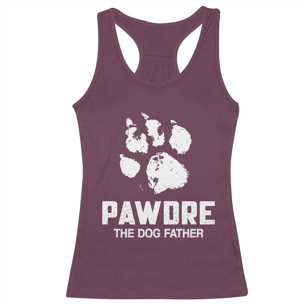 Funny Pawdre The Dog Father Racerback Tank Top Fur Dad Fathers Day Vintage Paw Prints