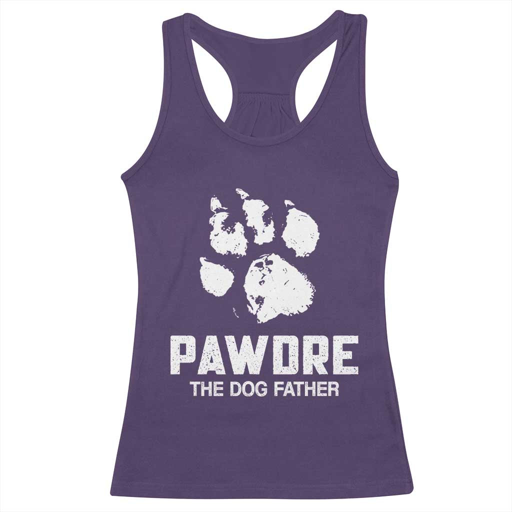 Funny Pawdre The Dog Father Racerback Tank Top Fur Dad Fathers Day Vintage Paw Prints
