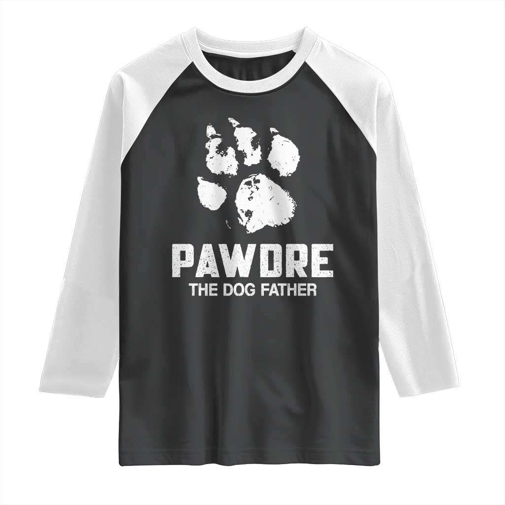 Funny Pawdre The Dog Father Raglan Shirt Fur Dad Fathers Day Vintage Paw Prints