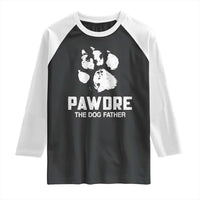 Funny Pawdre The Dog Father Raglan Shirt Fur Dad Fathers Day Vintage Paw Prints