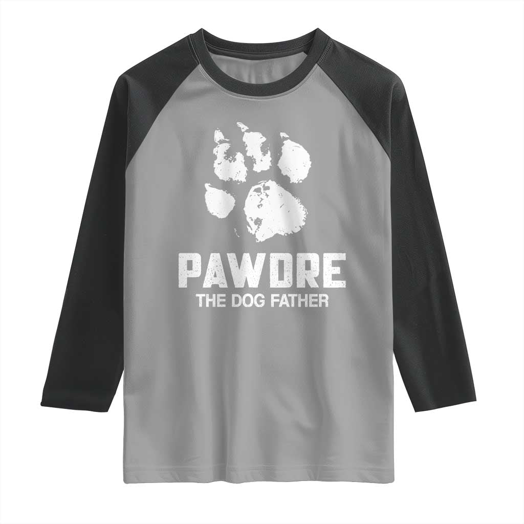 Funny Pawdre The Dog Father Raglan Shirt Fur Dad Fathers Day Vintage Paw Prints