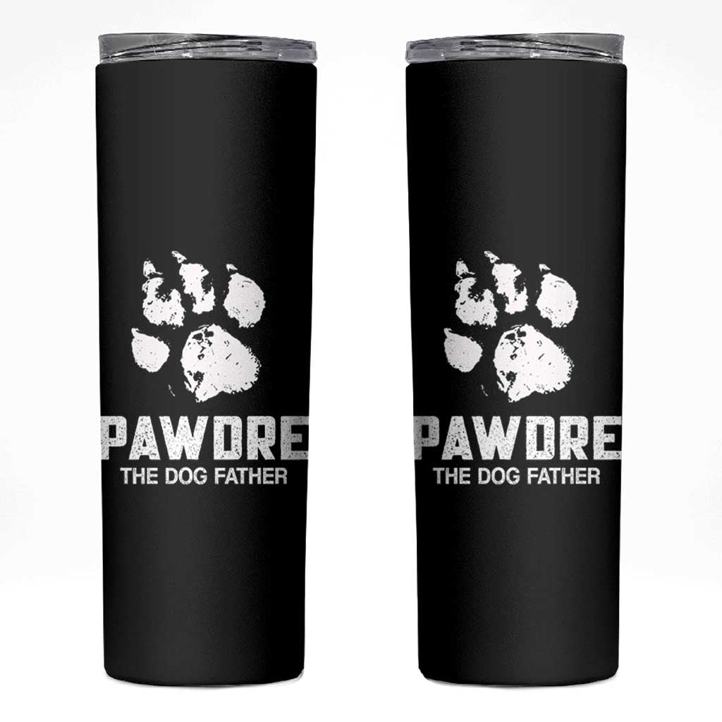 Funny Pawdre The Dog Father Skinny Tumbler Fur Dad Fathers Day Vintage Paw Prints