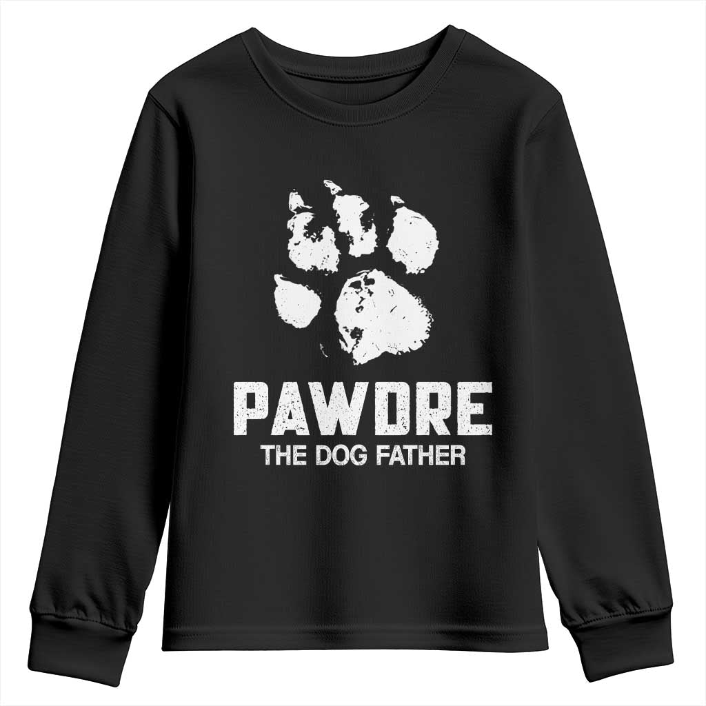 Funny Pawdre The Dog Father Youth Sweatshirt Fur Dad Fathers Day Vintage Paw Prints