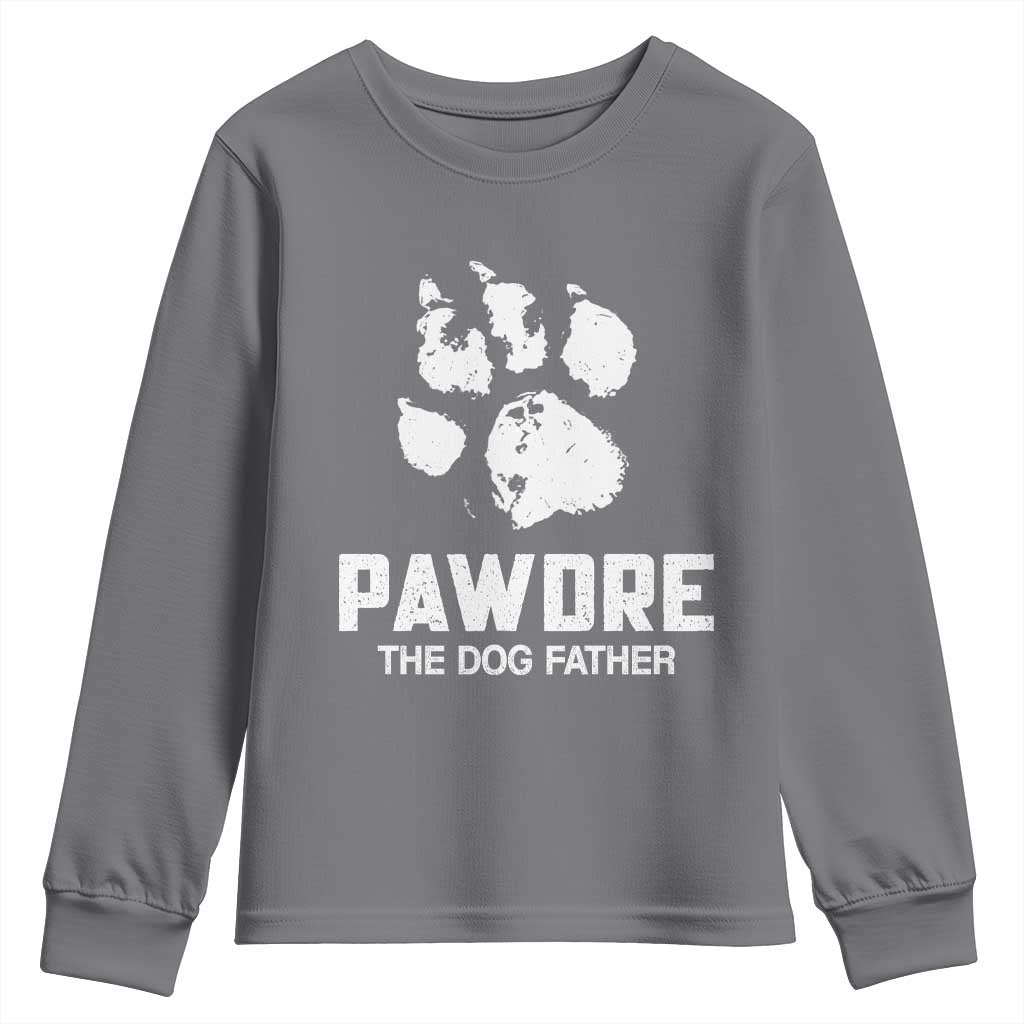 Funny Pawdre The Dog Father Youth Sweatshirt Fur Dad Fathers Day Vintage Paw Prints
