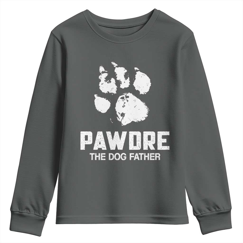Funny Pawdre The Dog Father Youth Sweatshirt Fur Dad Fathers Day Vintage Paw Prints