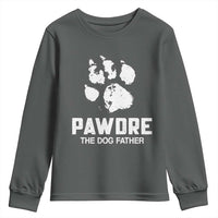 Funny Pawdre The Dog Father Youth Sweatshirt Fur Dad Fathers Day Vintage Paw Prints