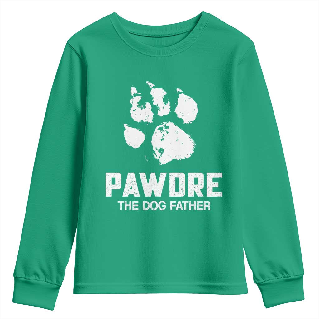 Funny Pawdre The Dog Father Youth Sweatshirt Fur Dad Fathers Day Vintage Paw Prints