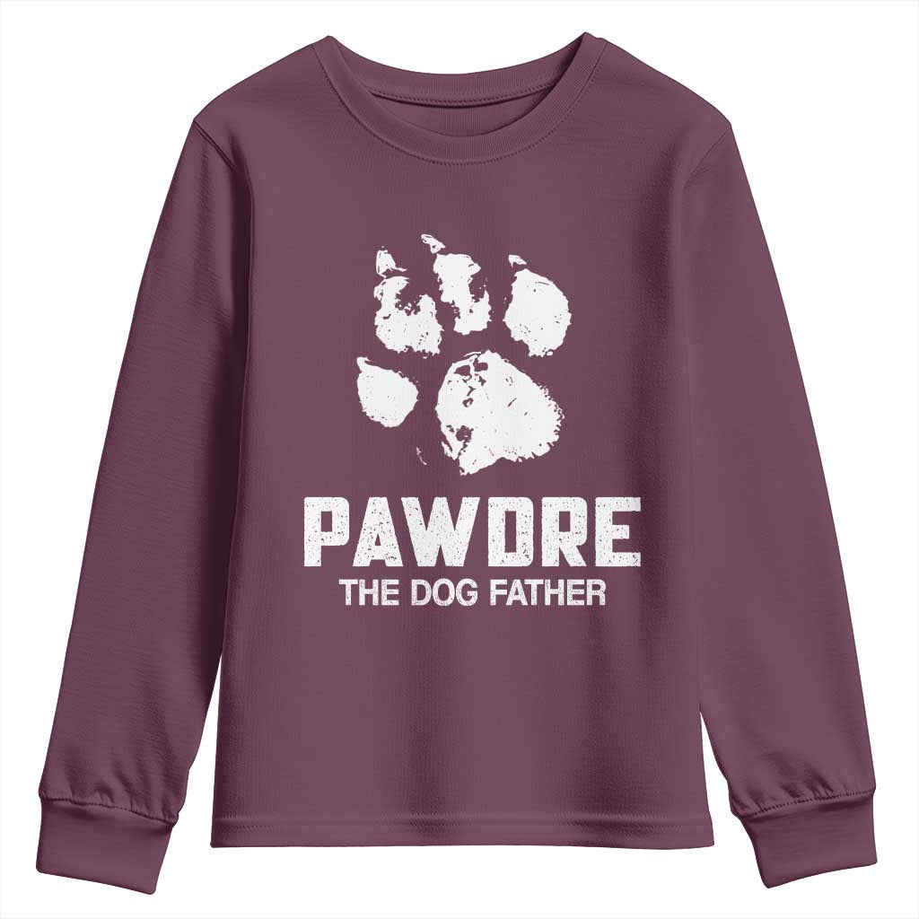 Funny Pawdre The Dog Father Youth Sweatshirt Fur Dad Fathers Day Vintage Paw Prints