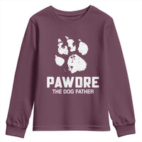 Funny Pawdre The Dog Father Youth Sweatshirt Fur Dad Fathers Day Vintage Paw Prints