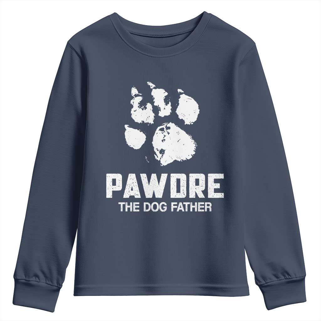 Funny Pawdre The Dog Father Youth Sweatshirt Fur Dad Fathers Day Vintage Paw Prints