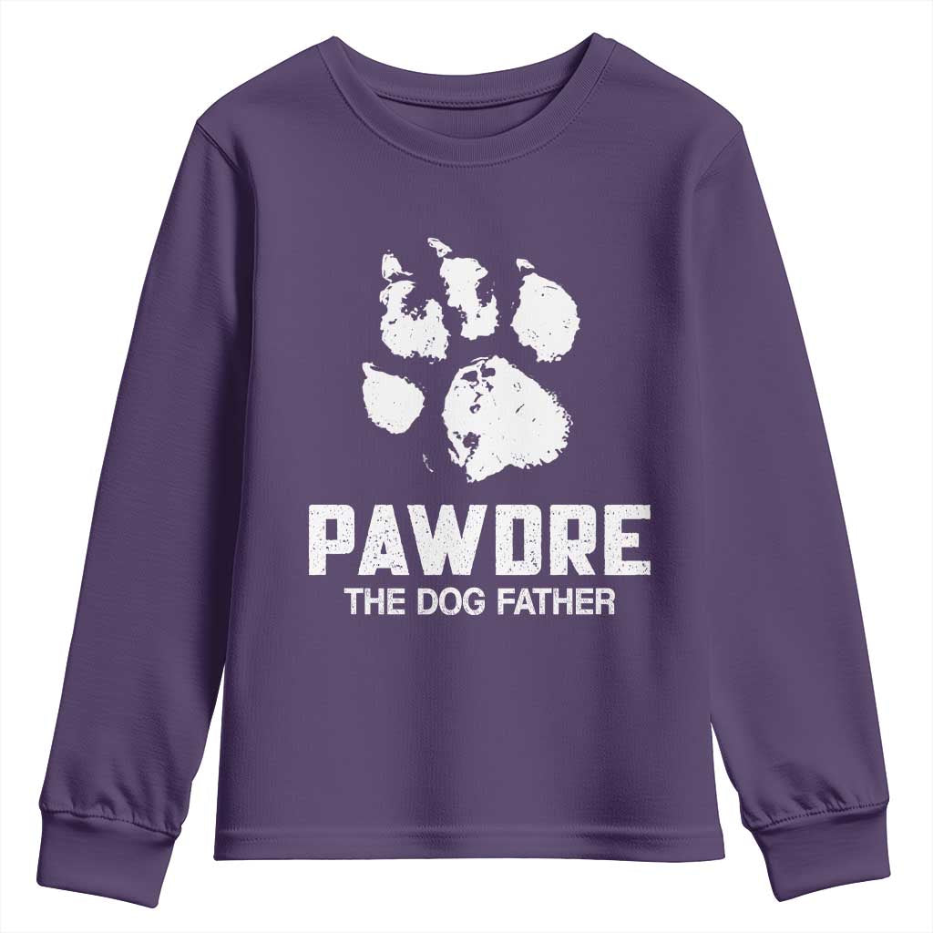 Funny Pawdre The Dog Father Youth Sweatshirt Fur Dad Fathers Day Vintage Paw Prints