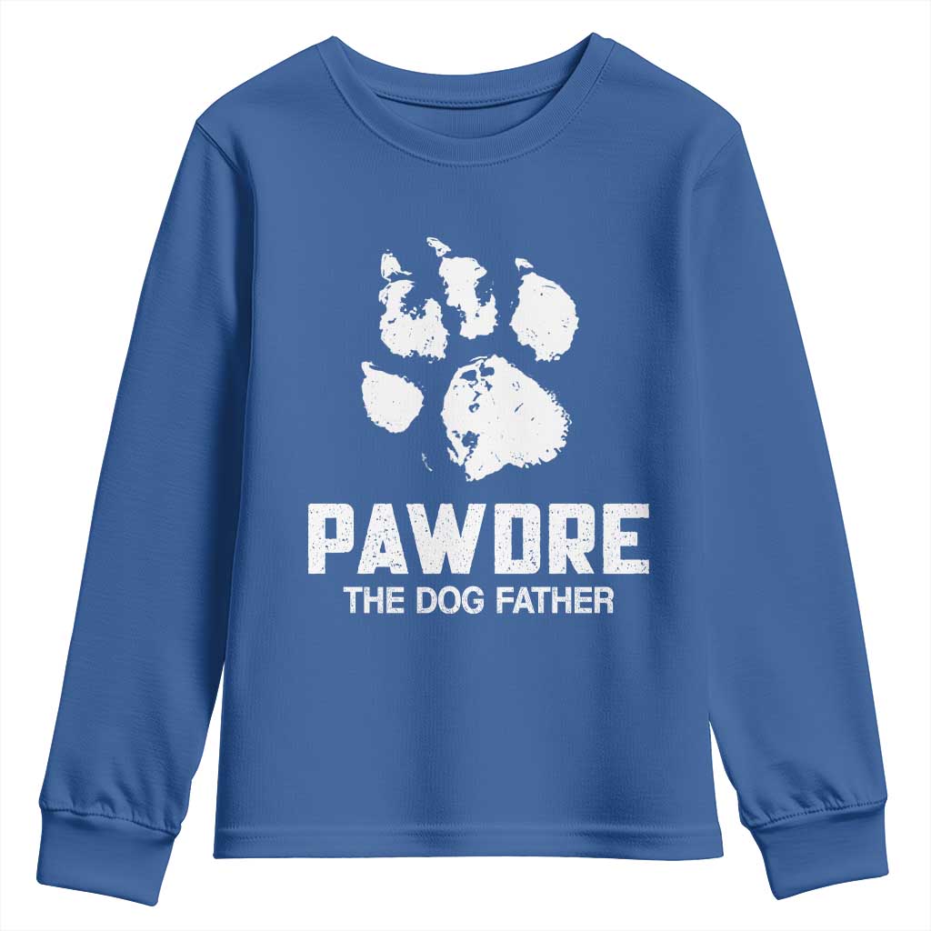 Funny Pawdre The Dog Father Youth Sweatshirt Fur Dad Fathers Day Vintage Paw Prints