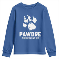 Funny Pawdre The Dog Father Youth Sweatshirt Fur Dad Fathers Day Vintage Paw Prints