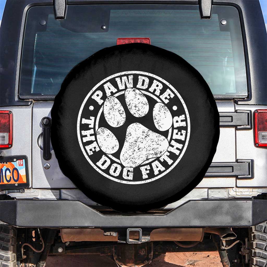 Funny Pawdre The Dog Father Spare Tire Cover Fur Dad Fathers Day Distressed Paw Prints - Wonder Print Shop