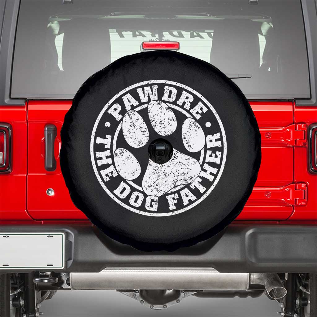 Funny Pawdre The Dog Father Spare Tire Cover Fur Dad Fathers Day Distressed Paw Prints - Wonder Print Shop