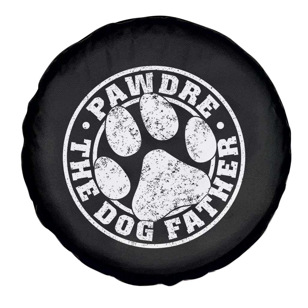 Funny Pawdre The Dog Father Spare Tire Cover Fur Dad Fathers Day Distressed Paw Prints - Wonder Print Shop