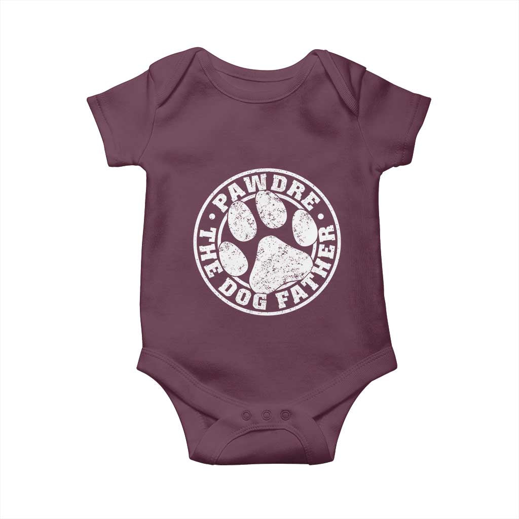 Funny Pawdre The Dog Father Baby Onesie Fur Dad Fathers Day Distressed Paw Prints - Wonder Print Shop