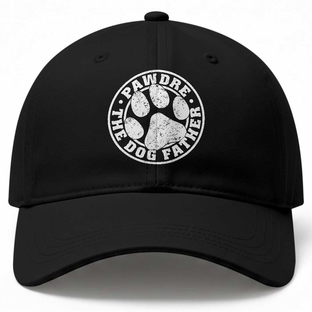 Funny Pawdre The Dog Father Baseball Cap Fur Dad Fathers Day Distressed Paw Prints