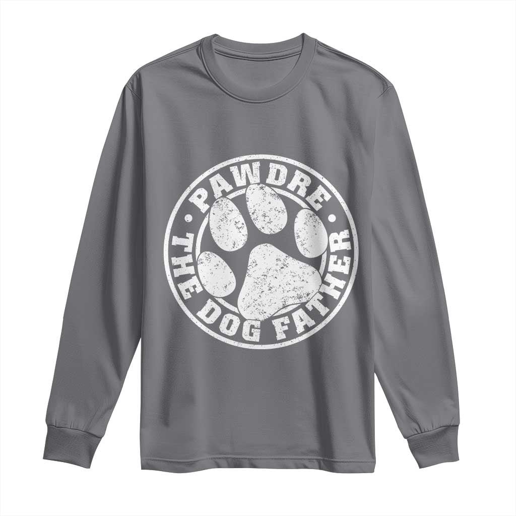 Funny Pawdre The Dog Father Long Sleeve Shirt Fur Dad Fathers Day Distressed Paw Prints - Wonder Print Shop