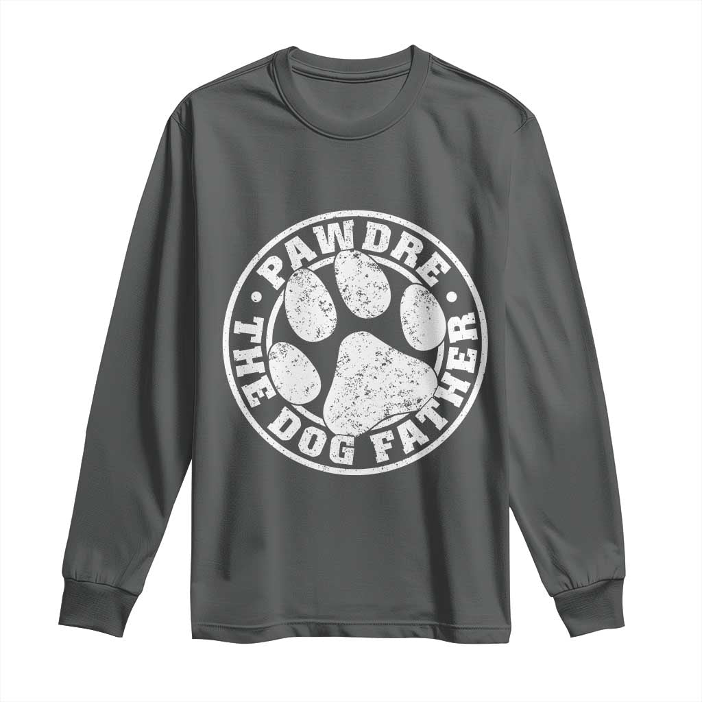 Funny Pawdre The Dog Father Long Sleeve Shirt Fur Dad Fathers Day Distressed Paw Prints - Wonder Print Shop