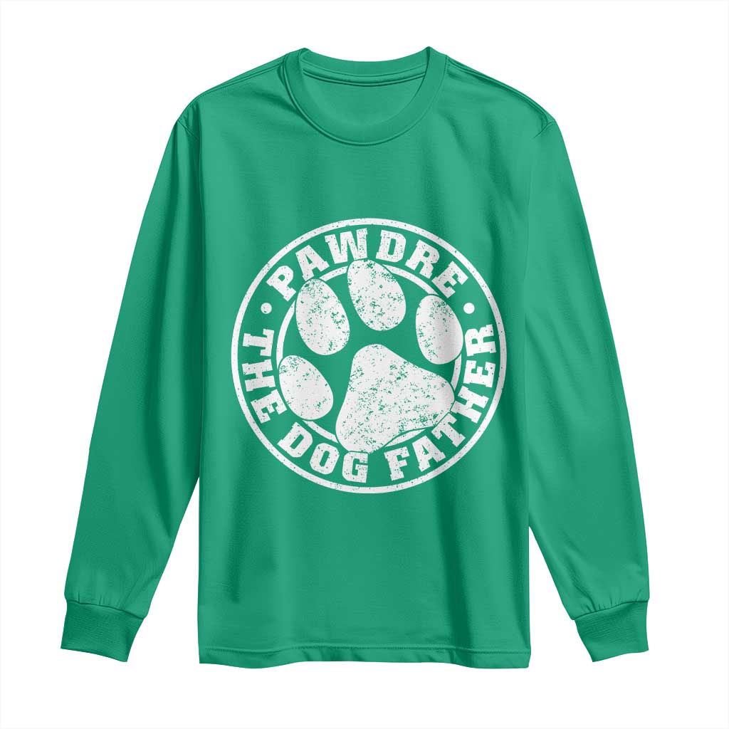 Funny Pawdre The Dog Father Long Sleeve Shirt Fur Dad Fathers Day Distressed Paw Prints - Wonder Print Shop