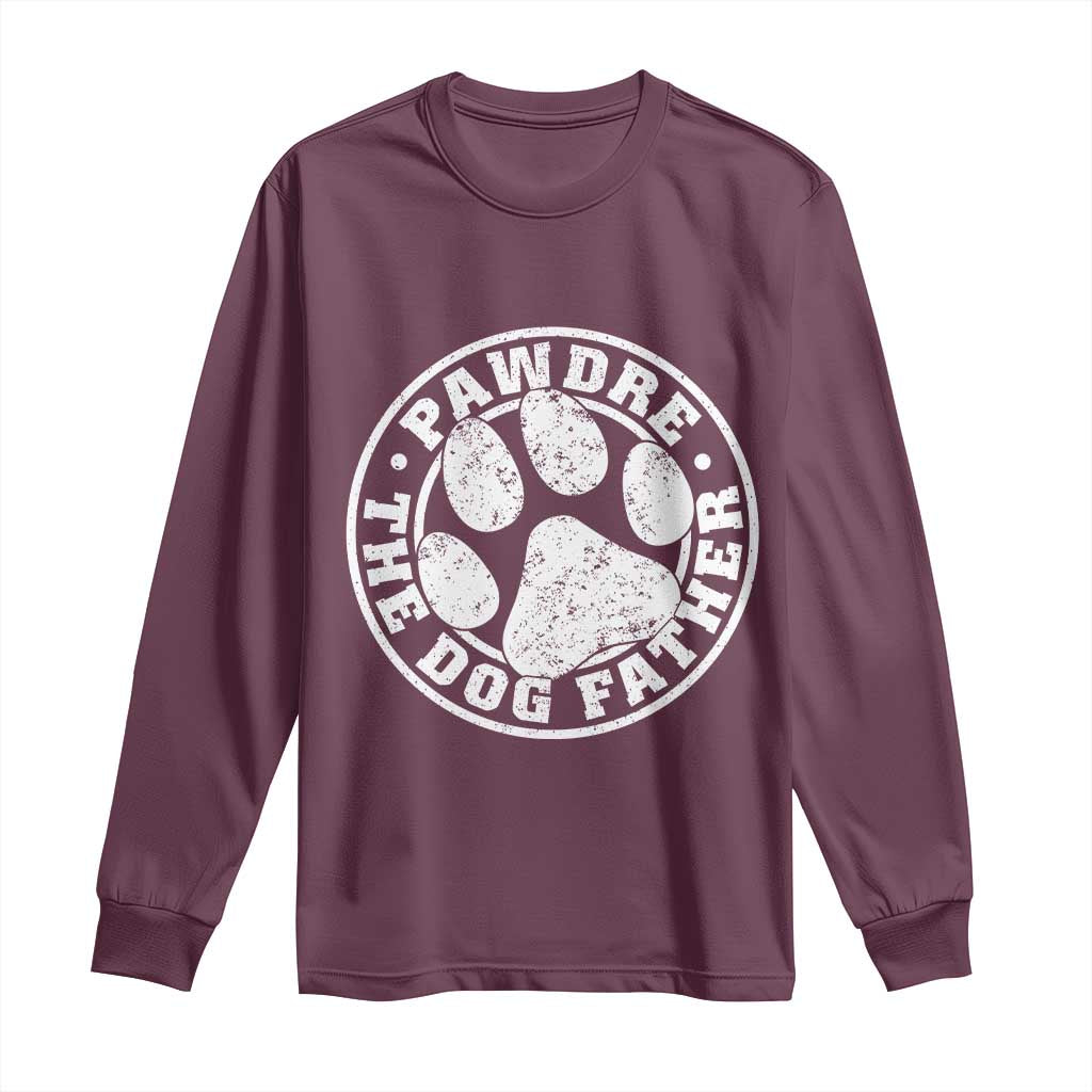 Funny Pawdre The Dog Father Long Sleeve Shirt Fur Dad Fathers Day Distressed Paw Prints - Wonder Print Shop
