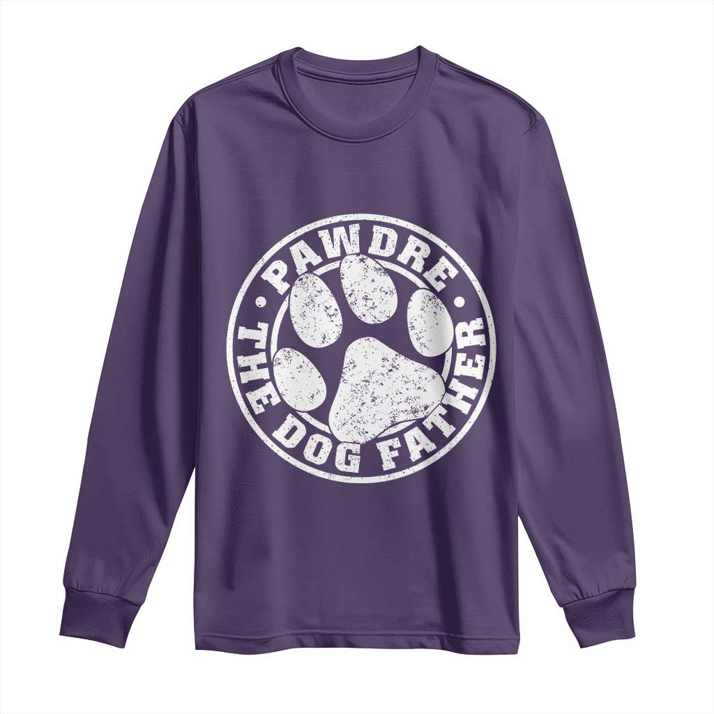 Funny Pawdre The Dog Father Long Sleeve Shirt Fur Dad Fathers Day Distressed Paw Prints - Wonder Print Shop
