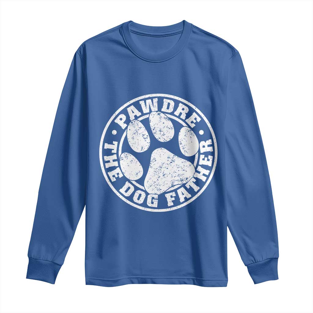 Funny Pawdre The Dog Father Long Sleeve Shirt Fur Dad Fathers Day Distressed Paw Prints - Wonder Print Shop