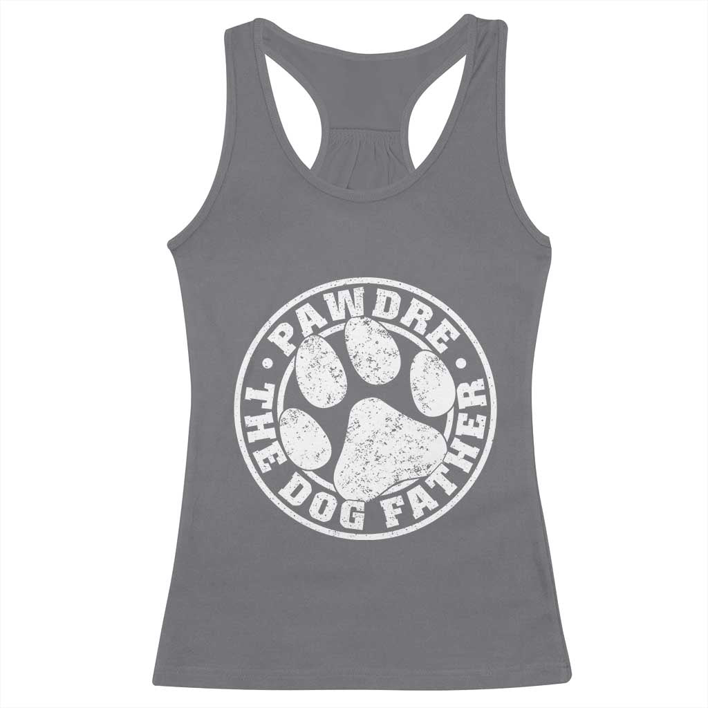 Funny Pawdre The Dog Father Racerback Tank Top Fur Dad Fathers Day Distressed Paw Prints - Wonder Print Shop