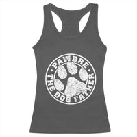 Funny Pawdre The Dog Father Racerback Tank Top Fur Dad Fathers Day Distressed Paw Prints - Wonder Print Shop