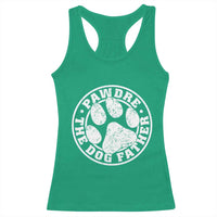 Funny Pawdre The Dog Father Racerback Tank Top Fur Dad Fathers Day Distressed Paw Prints - Wonder Print Shop