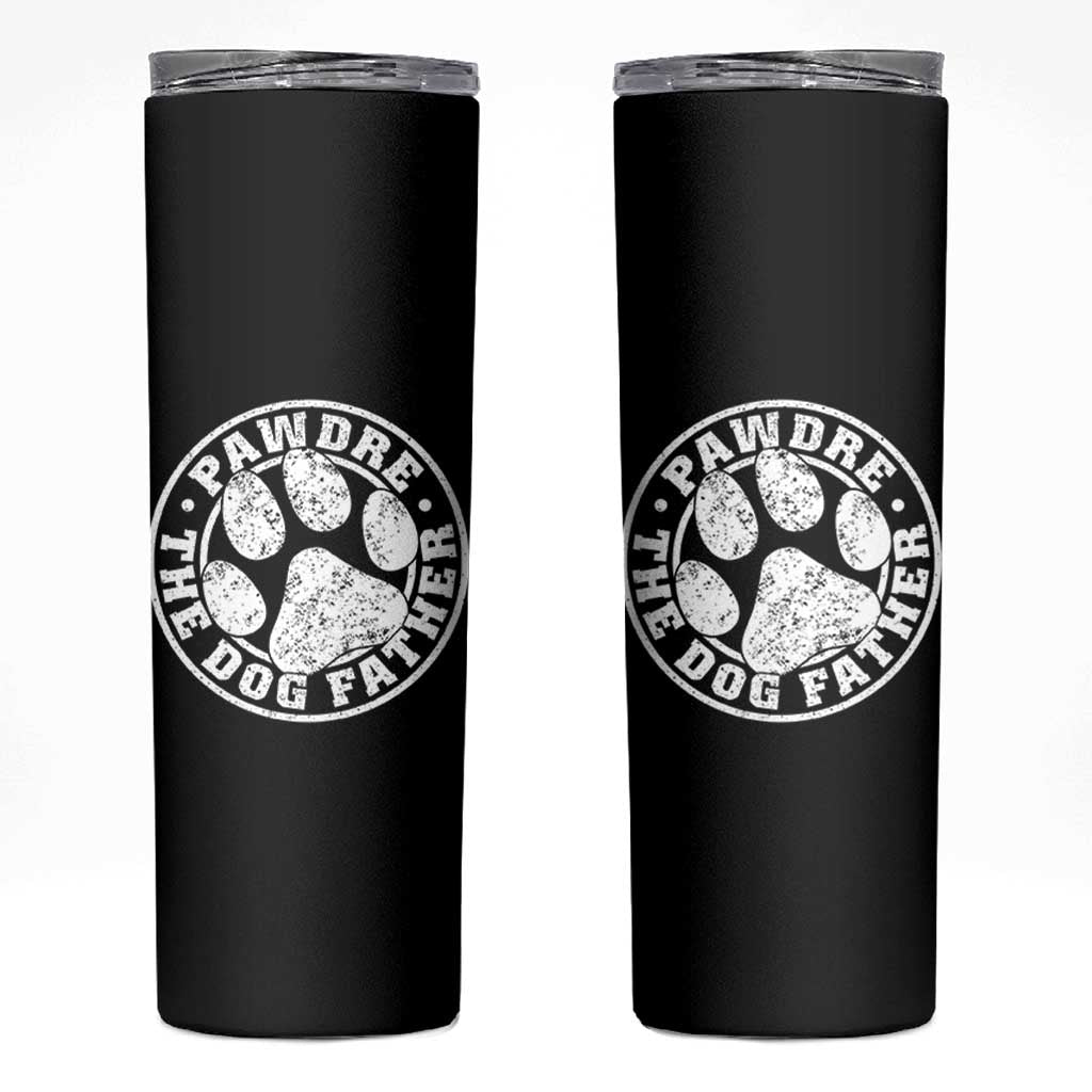 Funny Pawdre The Dog Father Skinny Tumbler Fur Dad Fathers Day Distressed Paw Prints - Wonder Print Shop