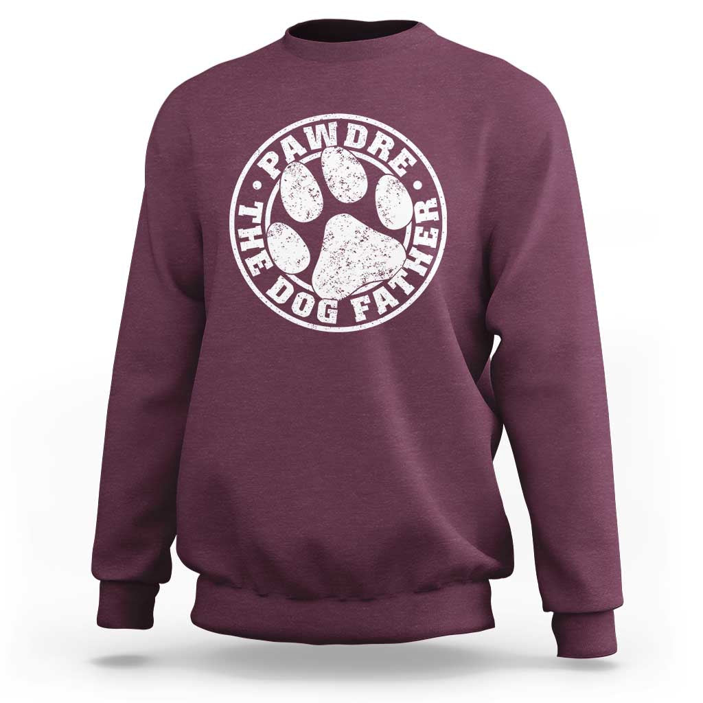 Funny Pawdre The Dog Father Sweatshirt Fur Dad Fathers Day Distressed Paw Prints - Wonder Print Shop