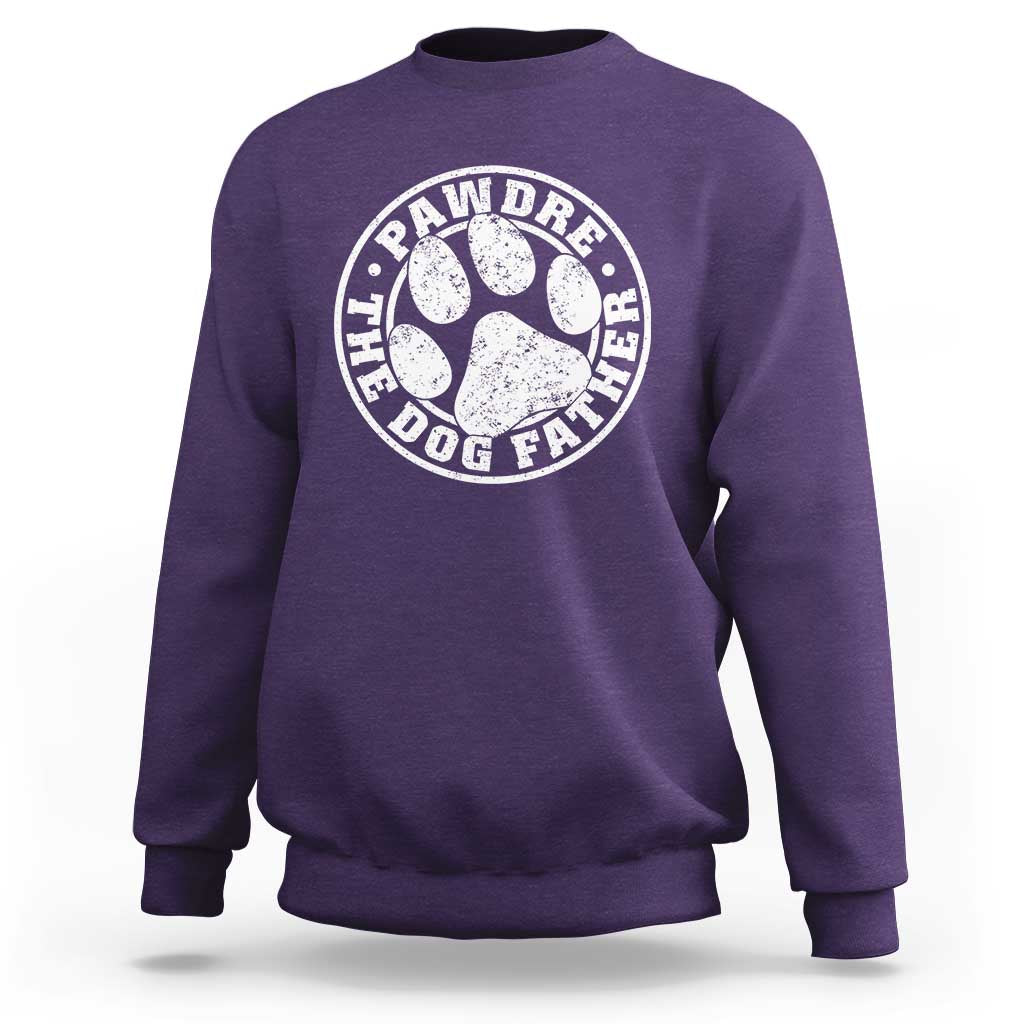 Funny Pawdre The Dog Father Sweatshirt Fur Dad Fathers Day Distressed Paw Prints - Wonder Print Shop