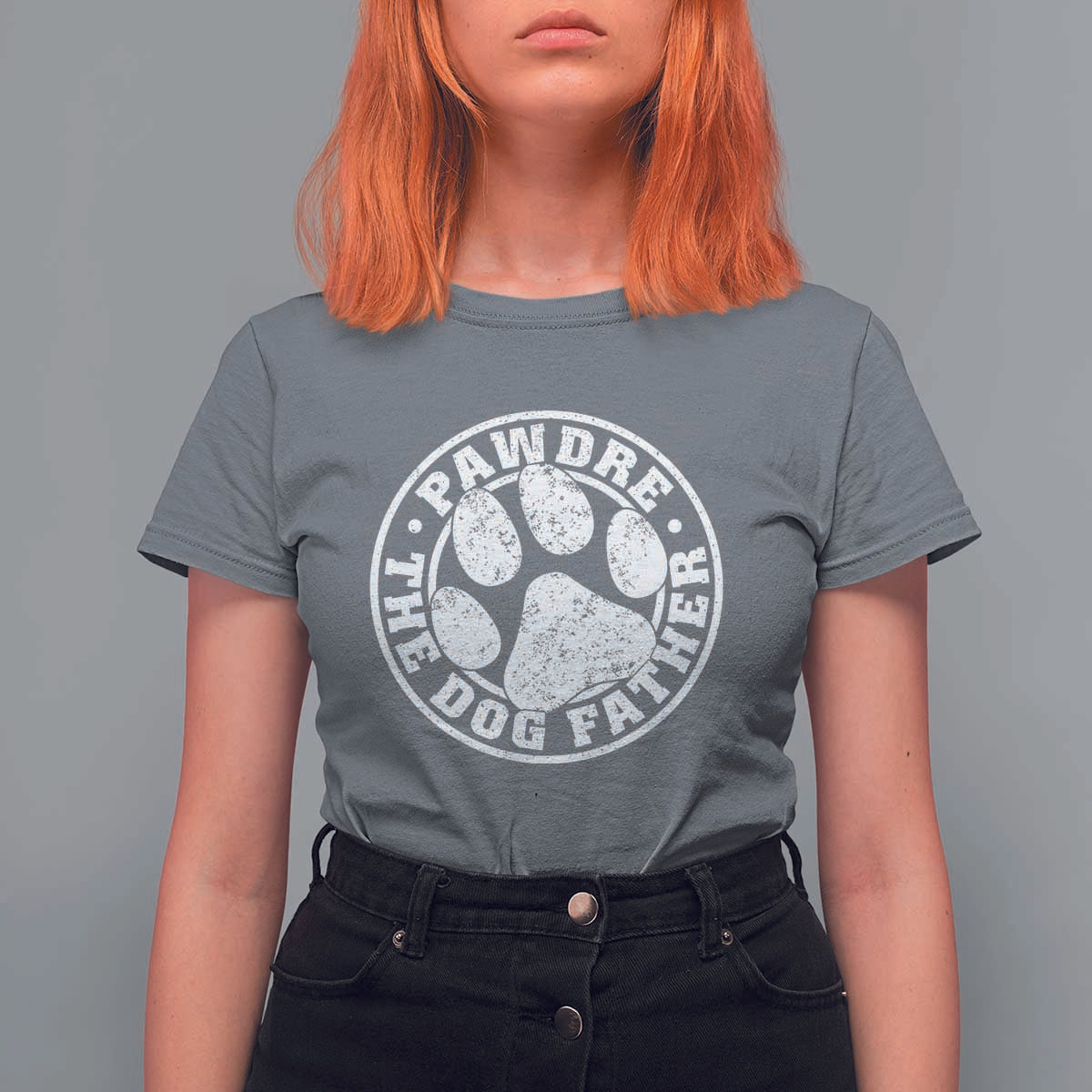 Funny Pawdre The Dog Father T Shirt For Women Fur Dad Fathers Day Distressed Paw Prints - Wonder Print Shop