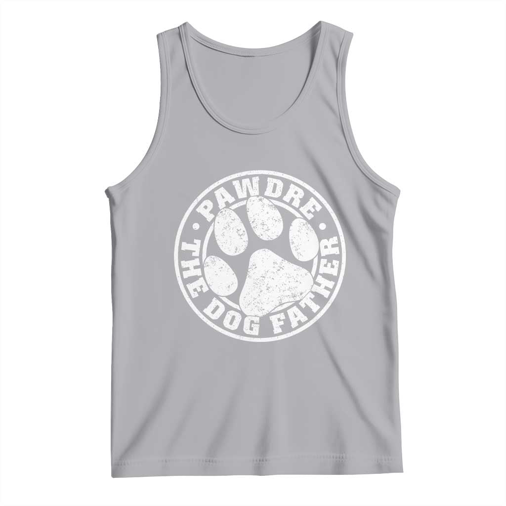 Funny Pawdre The Dog Father Tank Top Fur Dad Fathers Day Distressed Paw Prints - Wonder Print Shop