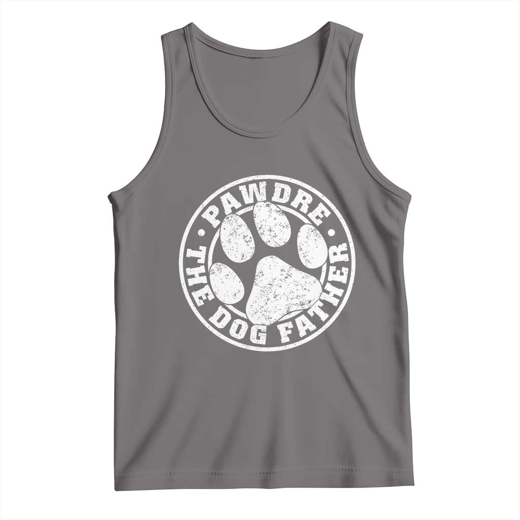 Funny Pawdre The Dog Father Tank Top Fur Dad Fathers Day Distressed Paw Prints - Wonder Print Shop