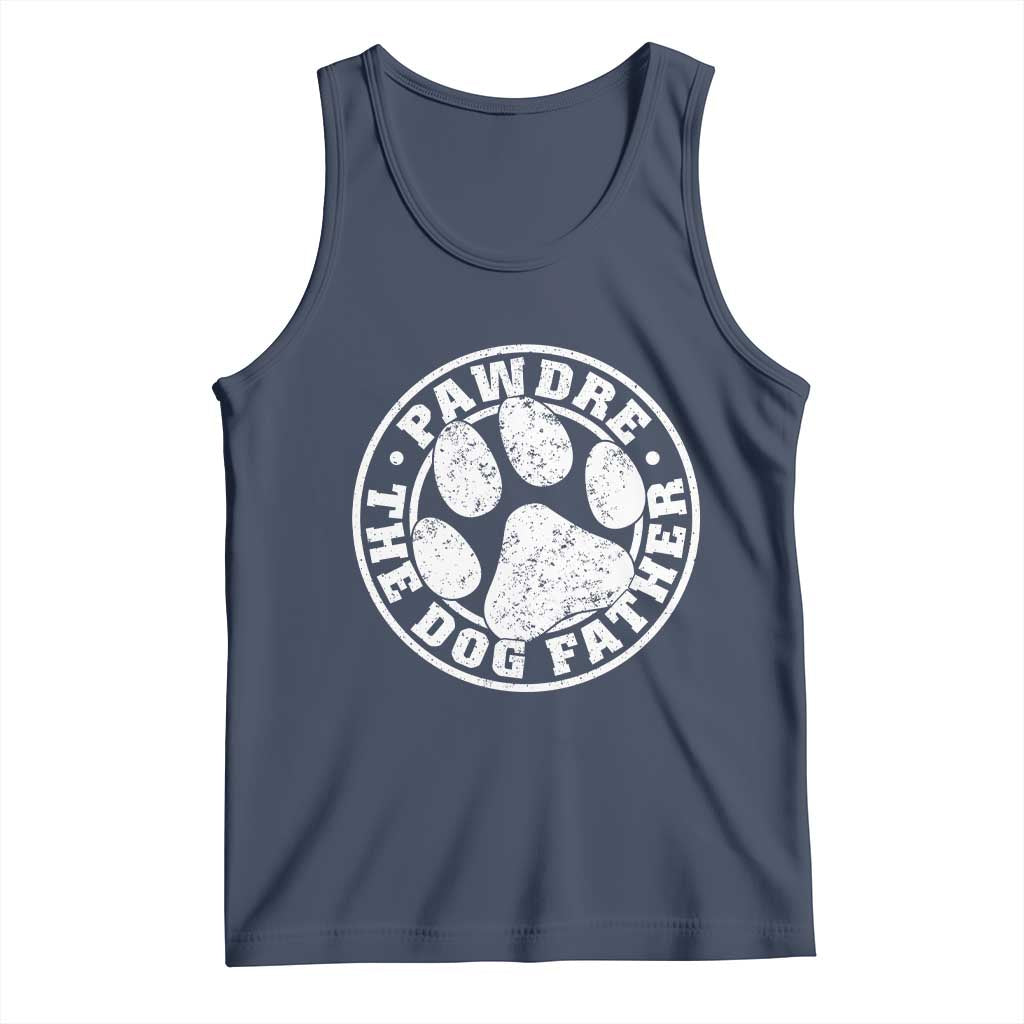 Funny Pawdre The Dog Father Tank Top Fur Dad Fathers Day Distressed Paw Prints - Wonder Print Shop