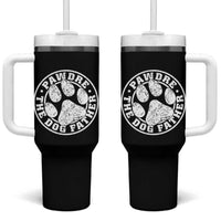 Funny Pawdre The Dog Father Tumbler With Handle Fur Dad Fathers Day Distressed Paw Prints - Wonder Print Shop