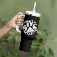 Funny Pawdre The Dog Father Tumbler With Handle Fur Dad Fathers Day Distressed Paw Prints - Wonder Print Shop