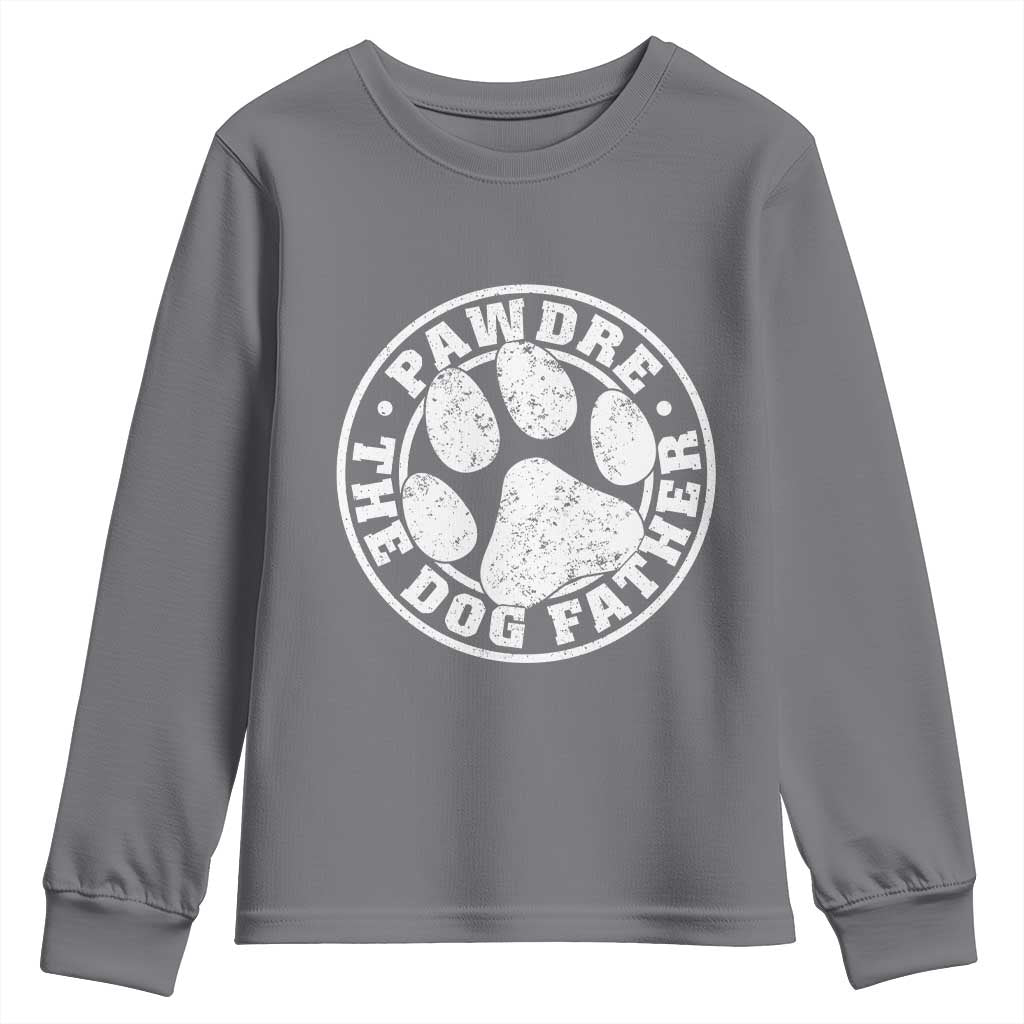 Funny Pawdre The Dog Father Youth Sweatshirt Fur Dad Fathers Day Distressed Paw Prints - Wonder Print Shop
