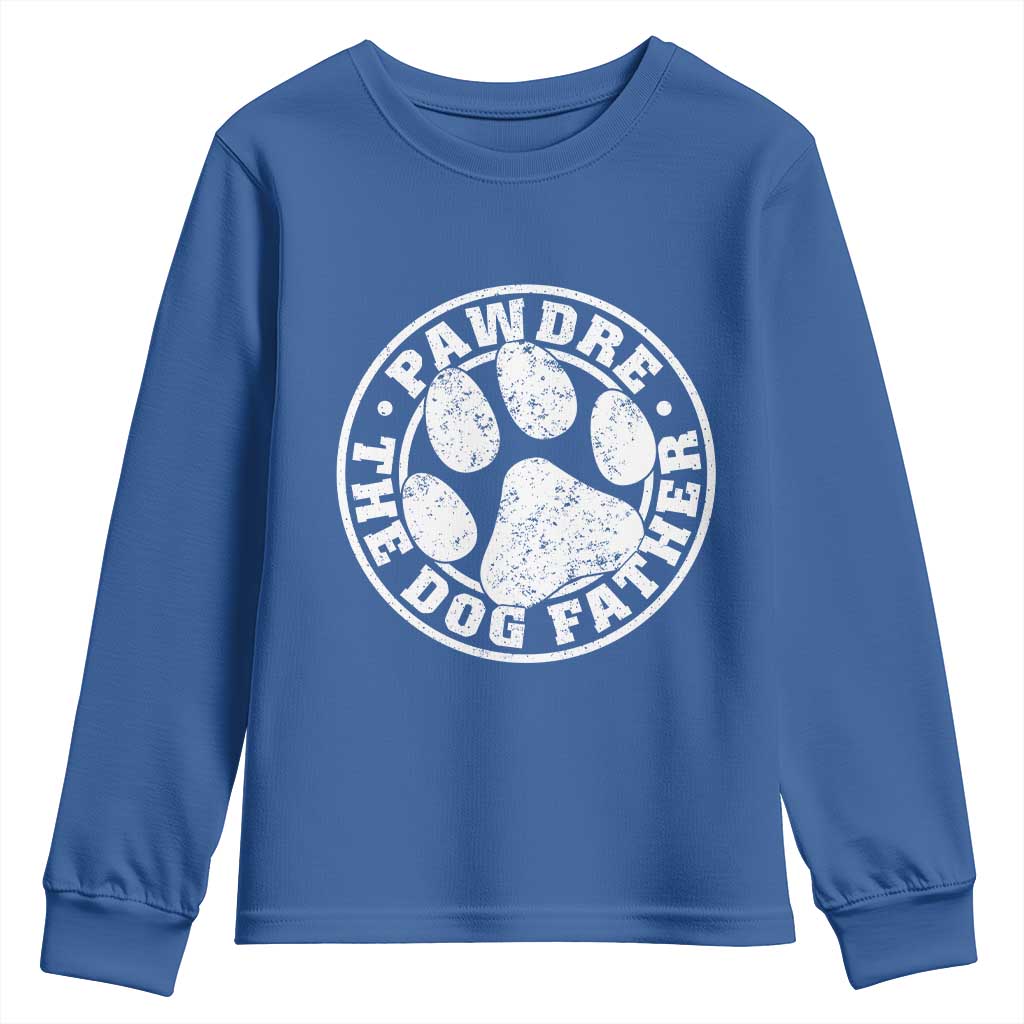 Funny Pawdre The Dog Father Youth Sweatshirt Fur Dad Fathers Day Distressed Paw Prints - Wonder Print Shop