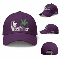 Funny The Weedfather Baseball Cap Marijuana Stoner Dad Fathers Day