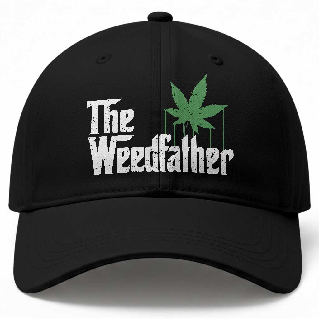 Funny The Weedfather Baseball Cap Marijuana Stoner Dad Fathers Day